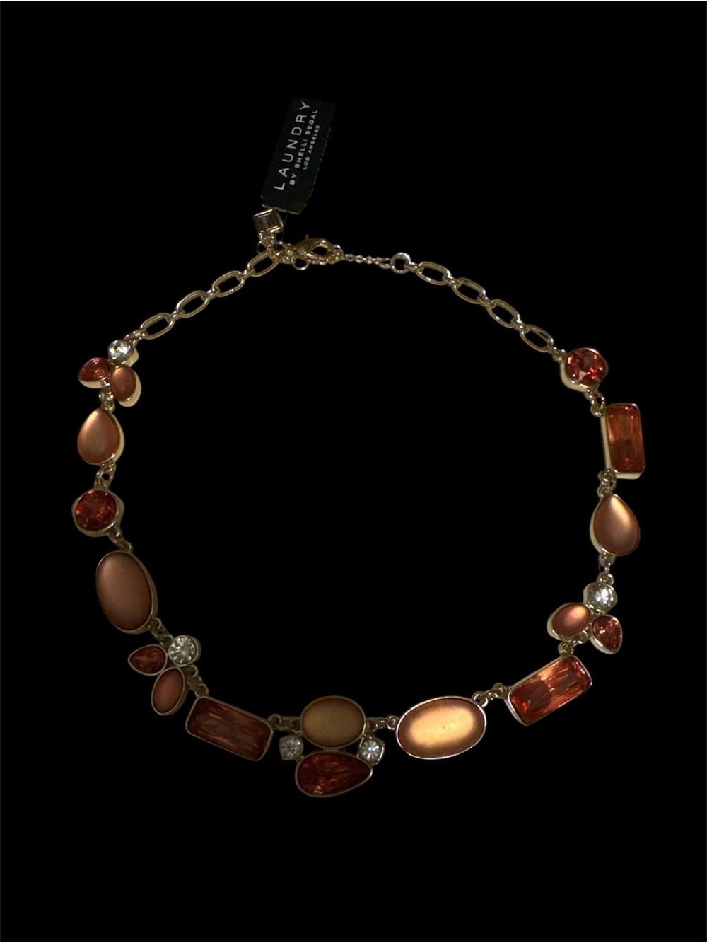 Laundry By Shelli Segal Peach-Tone and Gold Chain Statement Necklace